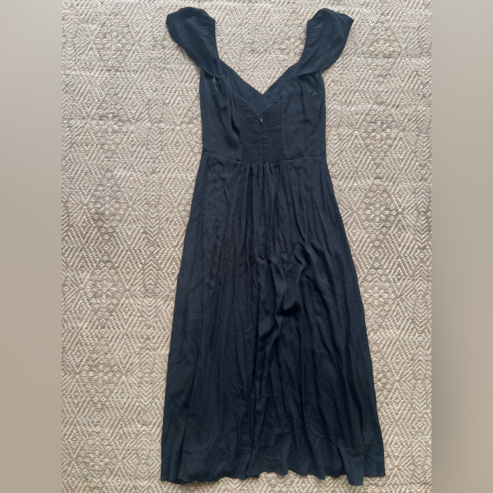 Reformation Baxley Flutter Sleeve Midi Dress Black Womens Size 8‎ - Picture 6 of 6